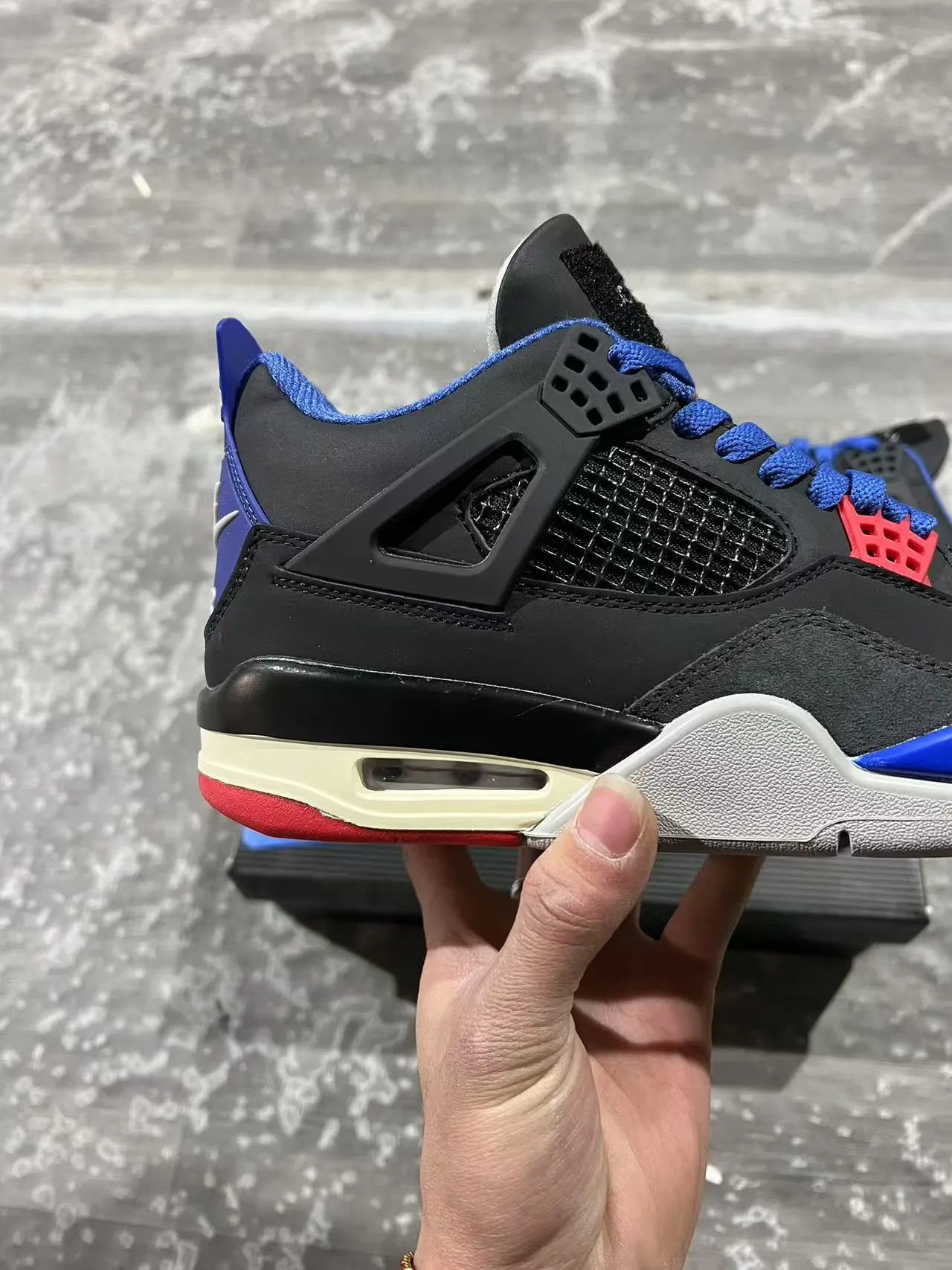 أحذية كرة السلة Air Jordan 4 أسود أزرق ملكي أحمر 7