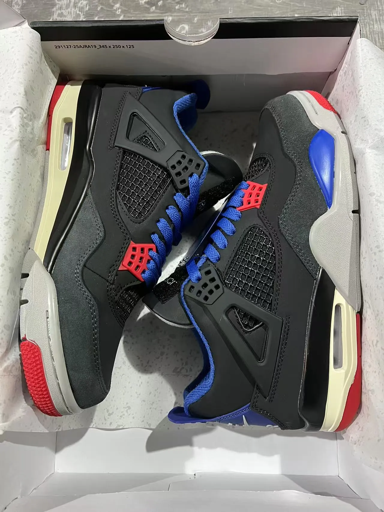 أحذية كرة السلة Air Jordan 4 أسود أزرق ملكي أحمر 9