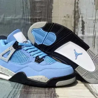 Air Jordan 4 Azul Claro Preto Branco Tênis de Basquete