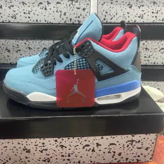 Air Jordan 4 हल्के नीले लाल काले बास्केटबॉल जूते