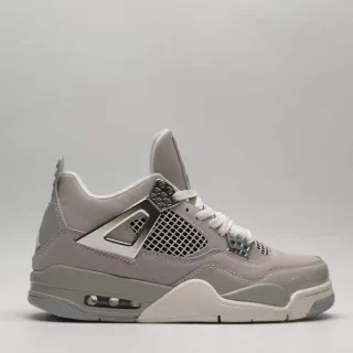 Zapatillas de baloncesto Air Jordan 4 gris metálico monocromático con cierre de cordones