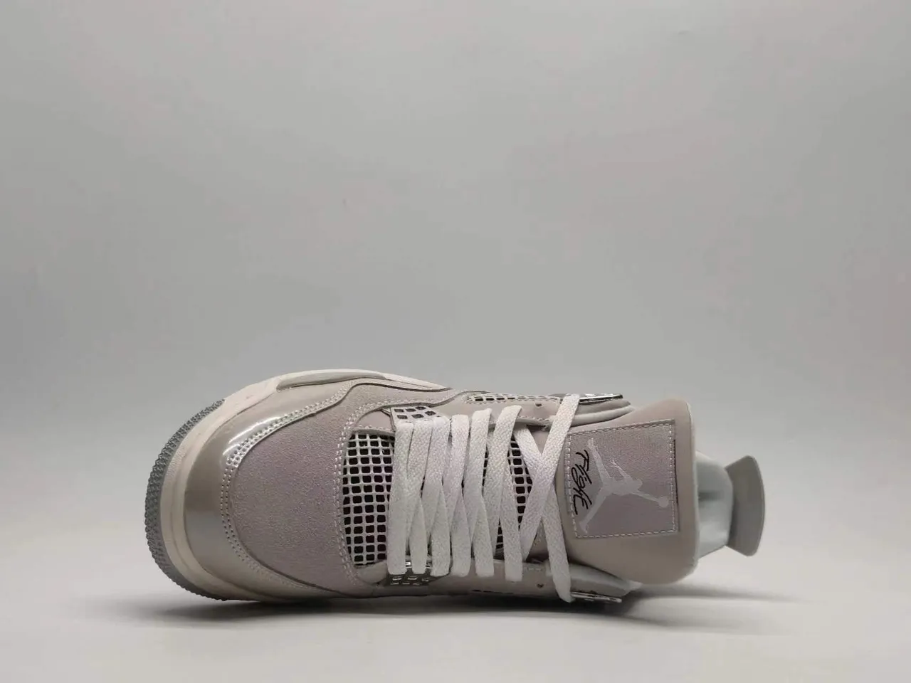 Air Jordan 4 Monochrome Gray Metallic Lace Lock Basketball Shoes 10