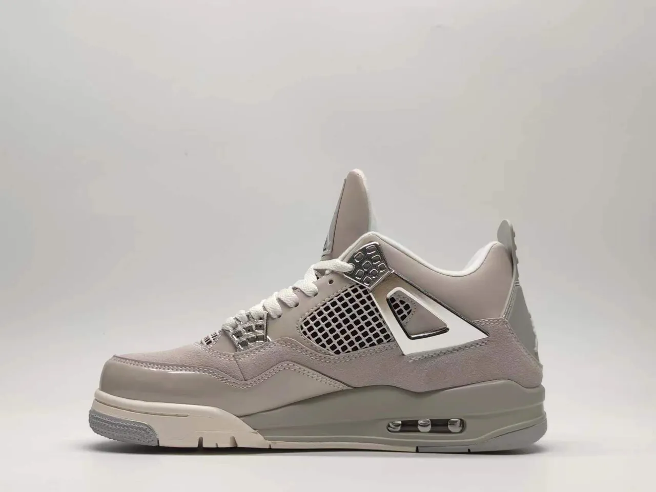 Air Jordan 4 Monochrome Gray Metallic Lace Lock Basketball Shoes 11