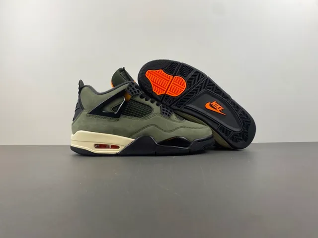 Chaussures de basketball Air Jordan 4 en daim vert olive 12