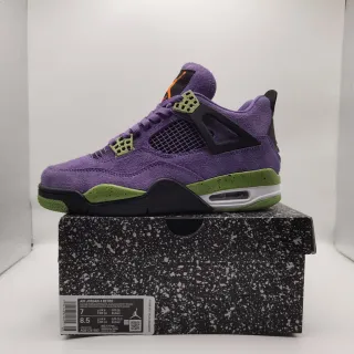 Zapatillas de baloncesto Air Jordan 4 Retro morado y verde lima