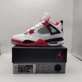 Tênis de basquete Air Jordan 4 Retro Branco/Vermelho Fogo-Preto