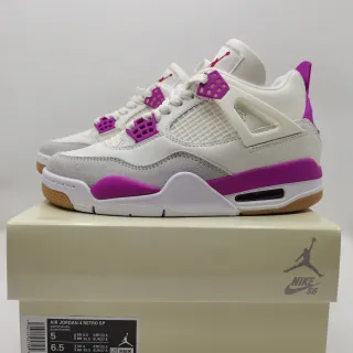 Tênis de basquete Air Jordan 4 Retro branco fúcsia