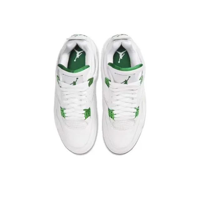 Tênis de basquete Air Jordan 4 Retro branco e verde 4
