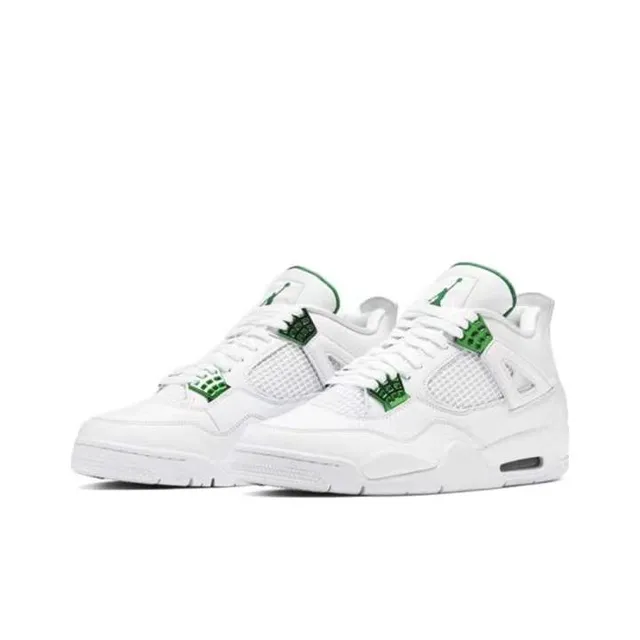 Tênis de basquete Air Jordan 4 Retro branco e verde 5