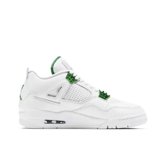 Tênis de basquete Air Jordan 4 Retro branco e verde 6