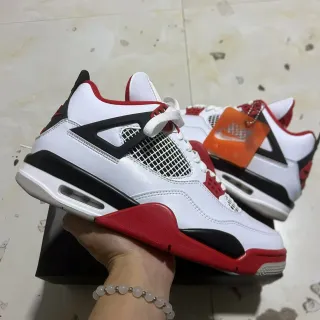 Air Jordan 4 Blanco Negro Rojo Zapatillas de Baloncesto