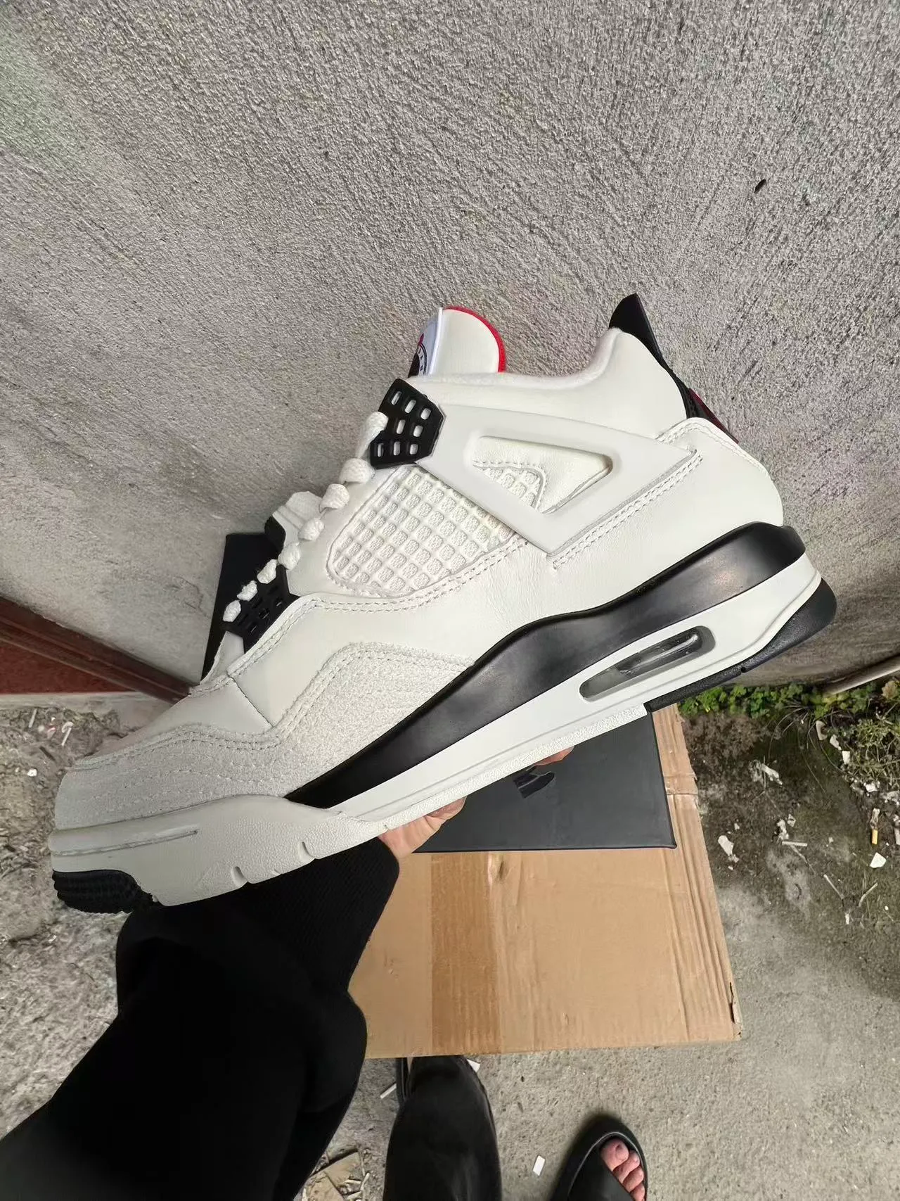 Zapatillas de baloncesto Air Jordan 4 blanco negro rojo 5