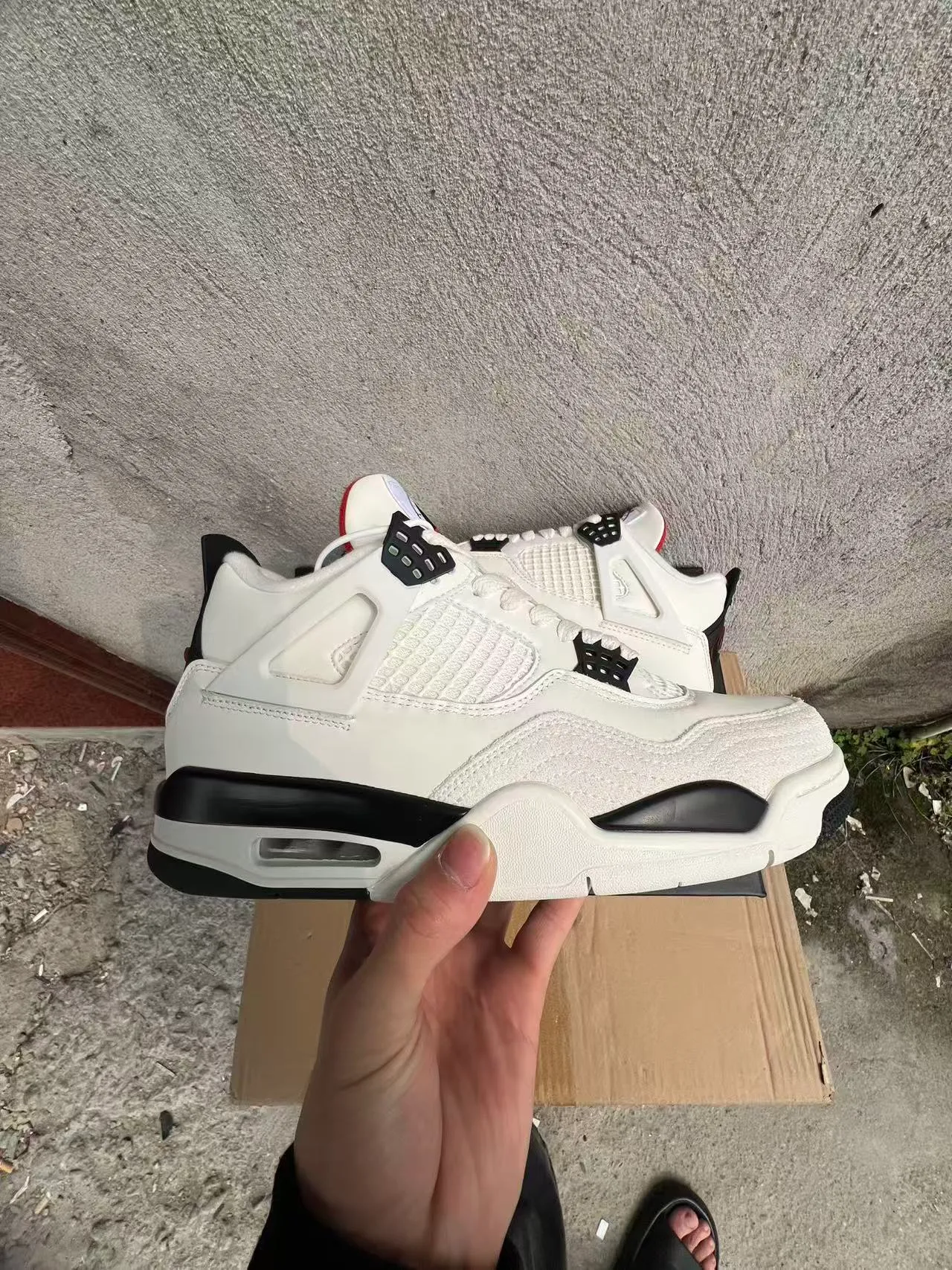 Zapatillas de baloncesto Air Jordan 4 blanco negro rojo 7