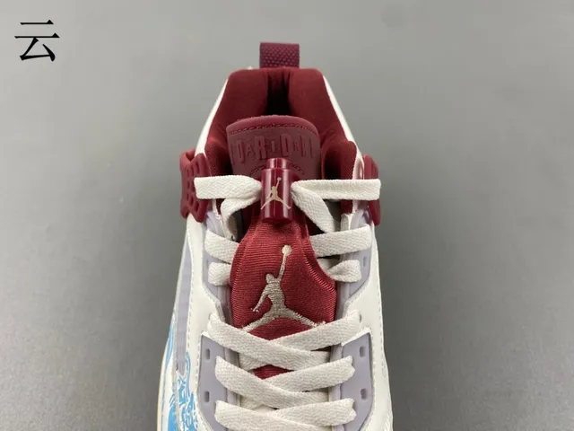 Tênis de basquete Air Jordan 4 branco azul vermelho dragão dourado 9