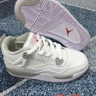 Air Jordan 4 Blanco Gris Rojo Zapatos de Baloncesto