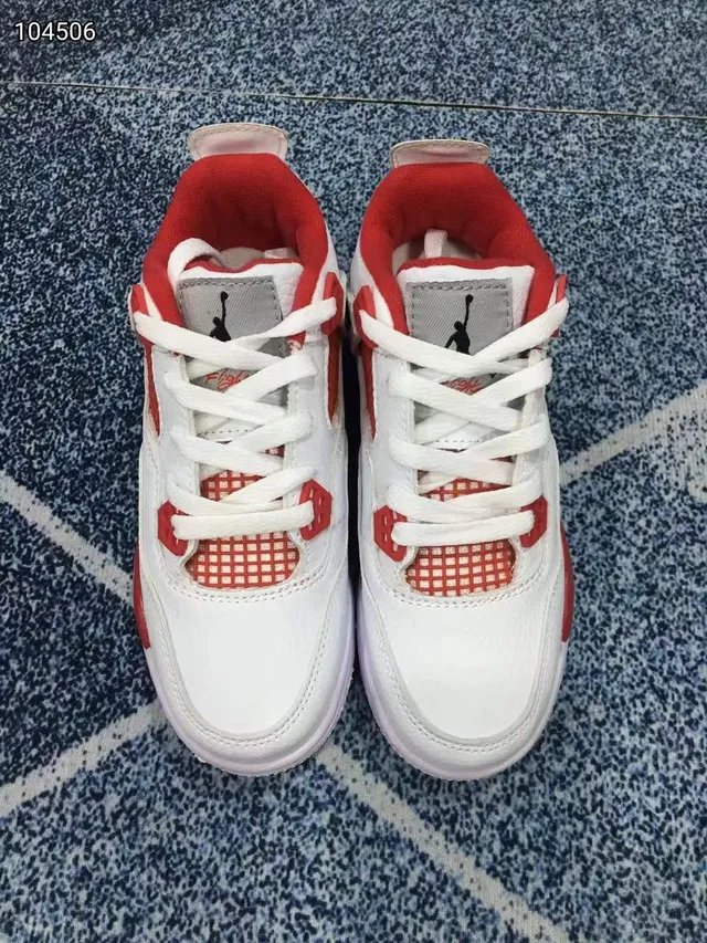 Air Jordan 4 أبيض رمادي أحمر أحذية كرة السلة 2