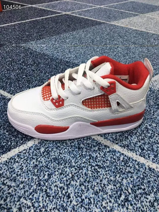 Air Jordan 4 أبيض رمادي أحمر أحذية كرة السلة 5