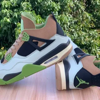 Zapatillas de baloncesto Air Jordan 4 blanco verde lima tostado negro