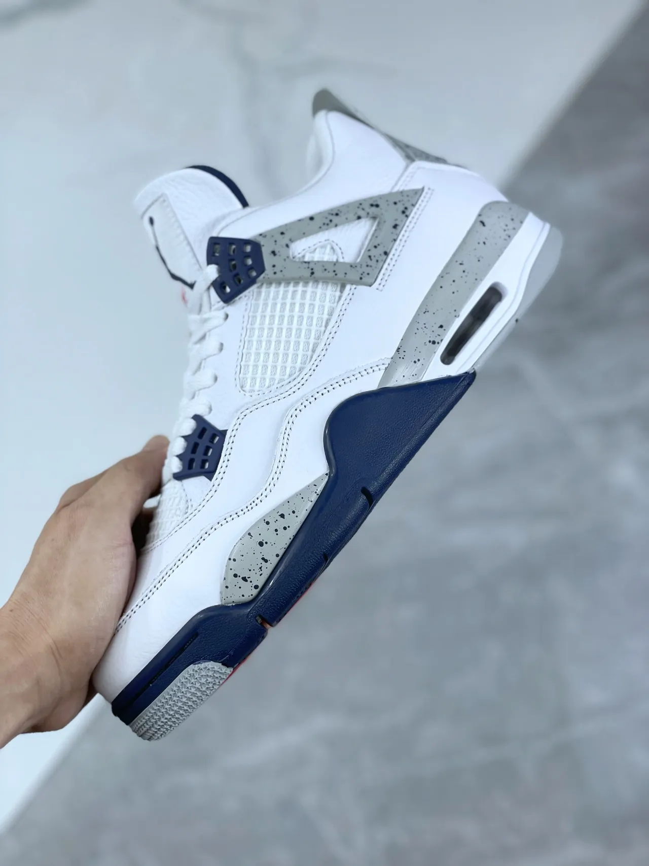 Air Jordan 4 সাদা নেভি সিমেন্ট বাস্কেটবল জুতা 3