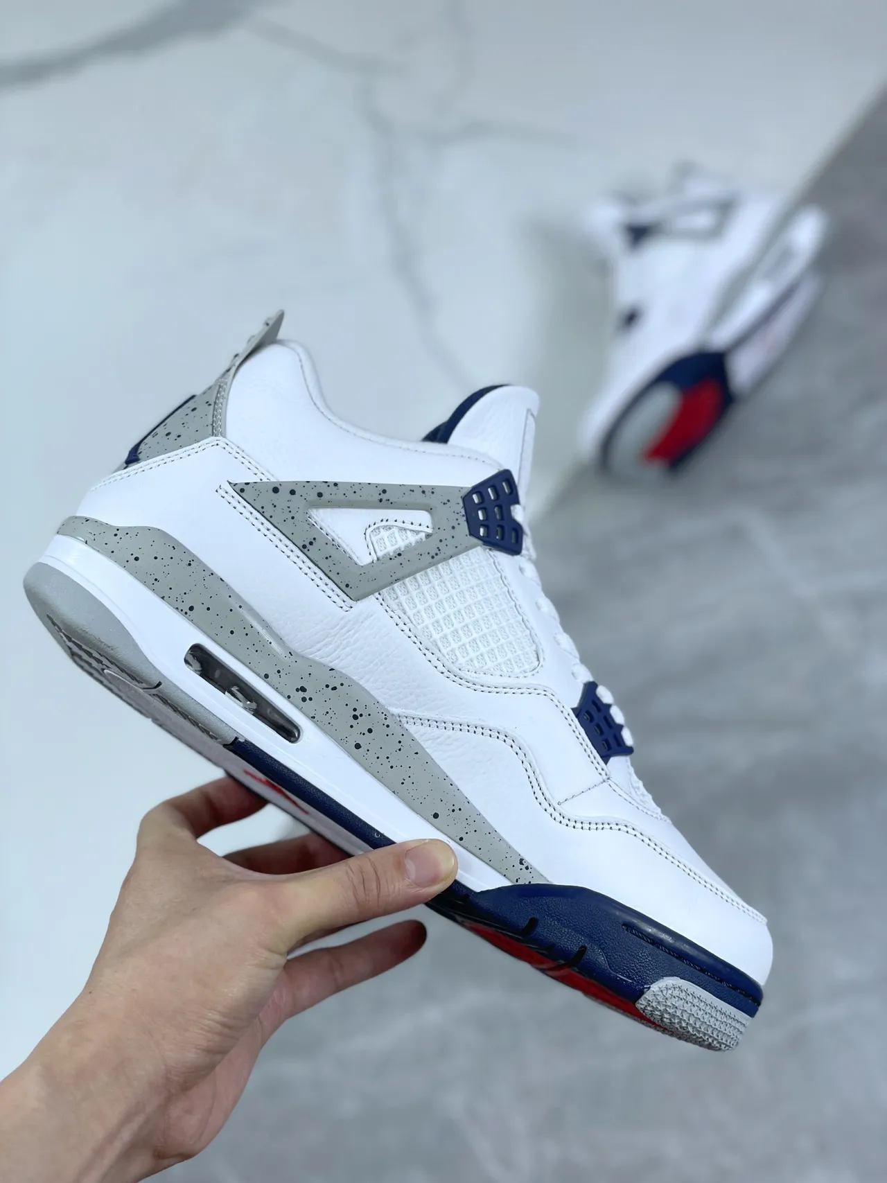 Air Jordan 4 সাদা নেভি সিমেন্ট বাস্কেটবল জুতা 5