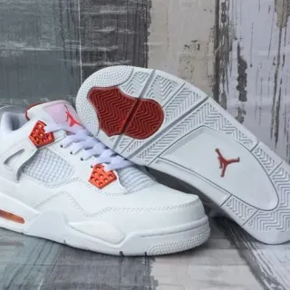 Air Jordan 4 أبيض برتقالي حذاء كرة السلة
