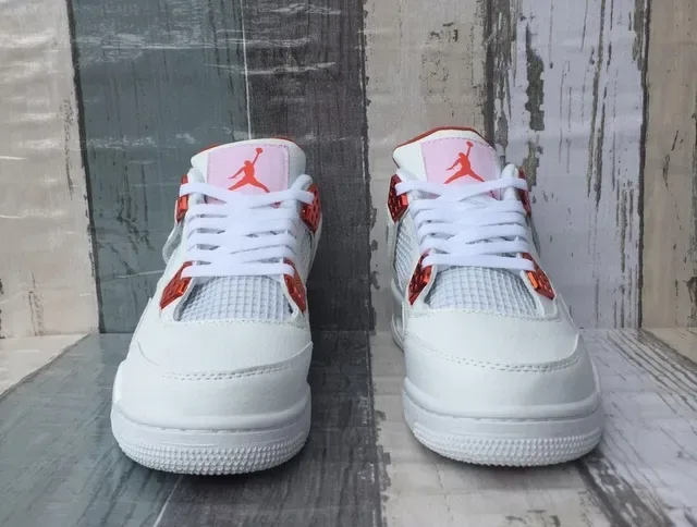 Air Jordan 4 সাদা কমলা বাস্কেটবল জুতো 2