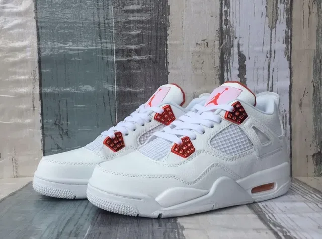 Air Jordan 4 সাদা কমলা বাস্কেটবল জুতো 3