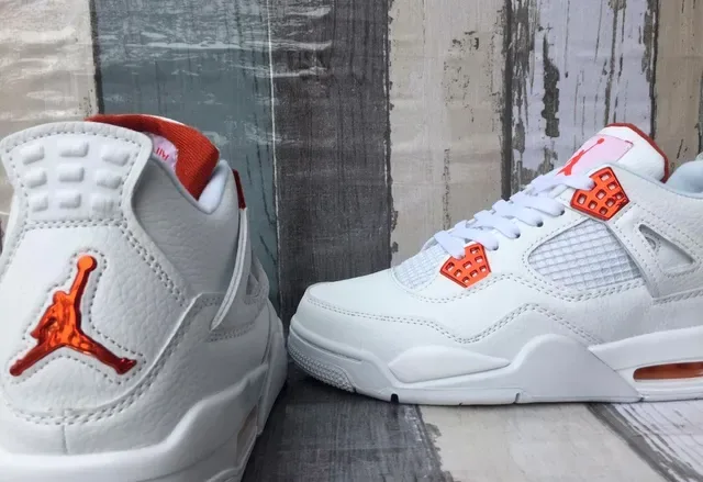 Air Jordan 4 সাদা কমলা বাস্কেটবল জুতো 6