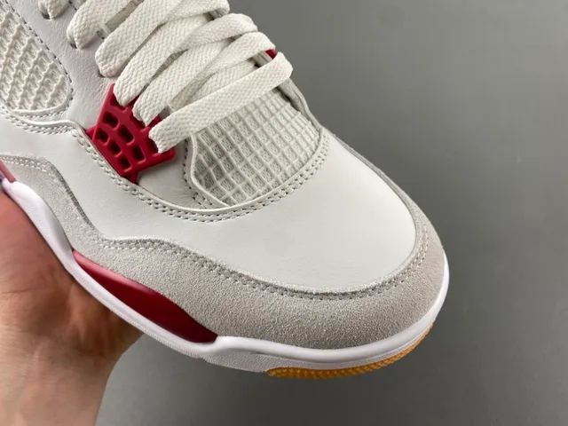 Air Jordan 4 branco vermelho goma tênis de basquete 2