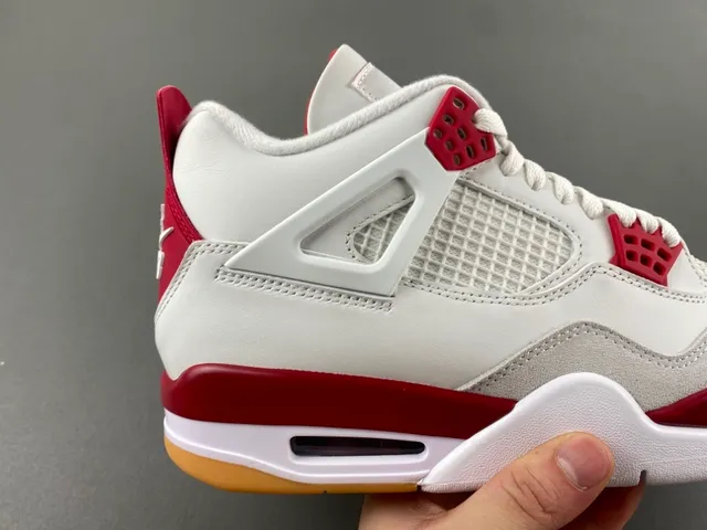 Air Jordan 4 branco vermelho goma tênis de basquete 3