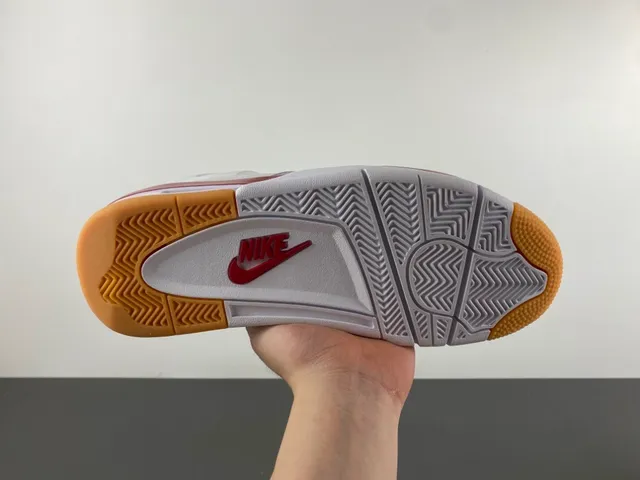 Air Jordan 4 branco vermelho goma tênis de basquete 9