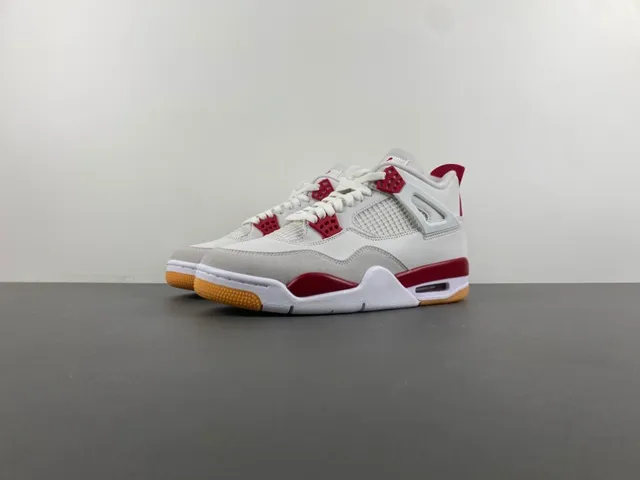 Air Jordan 4 branco vermelho goma tênis de basquete 10