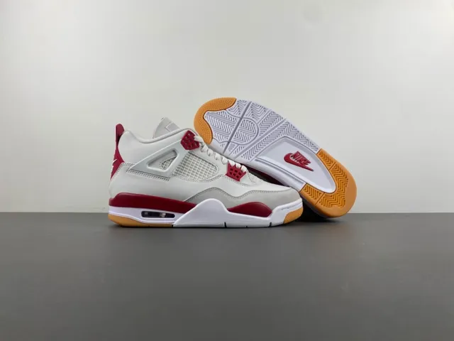 Air Jordan 4 branco vermelho goma tênis de basquete 12