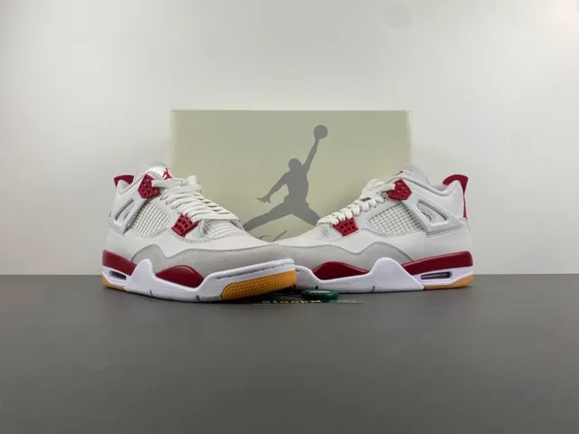 Air Jordan 4 branco vermelho goma tênis de basquete 13