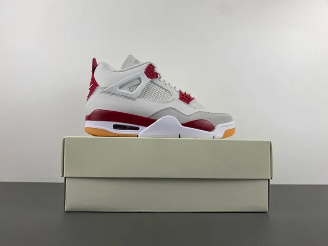 Air Jordan 4 branco vermelho goma tênis de basquete 15