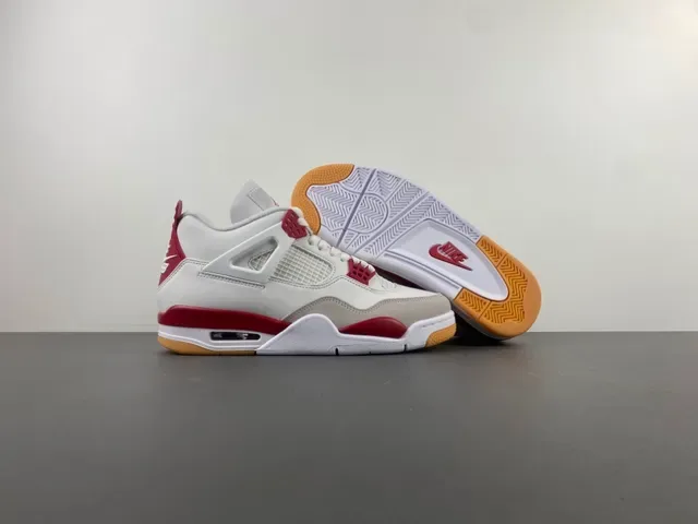 Air Jordan 4 White Red Gum Zapatillas de Baloncesto 12