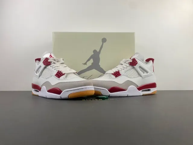 Air Jordan 4 White Red Gum Zapatillas de Baloncesto 13