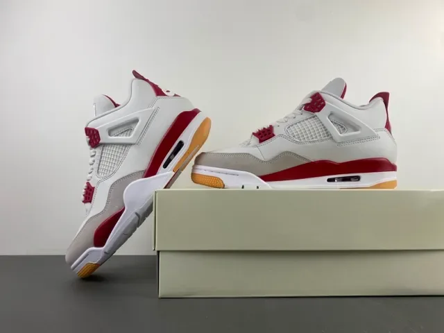 Air Jordan 4 White Red Gum Zapatillas de Baloncesto 14