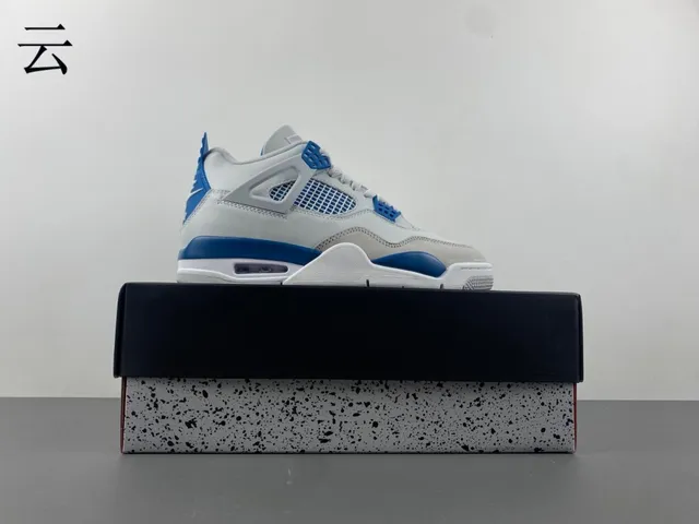 Chaussures de basketball Air Jordan 4 blanc et bleu royal 15