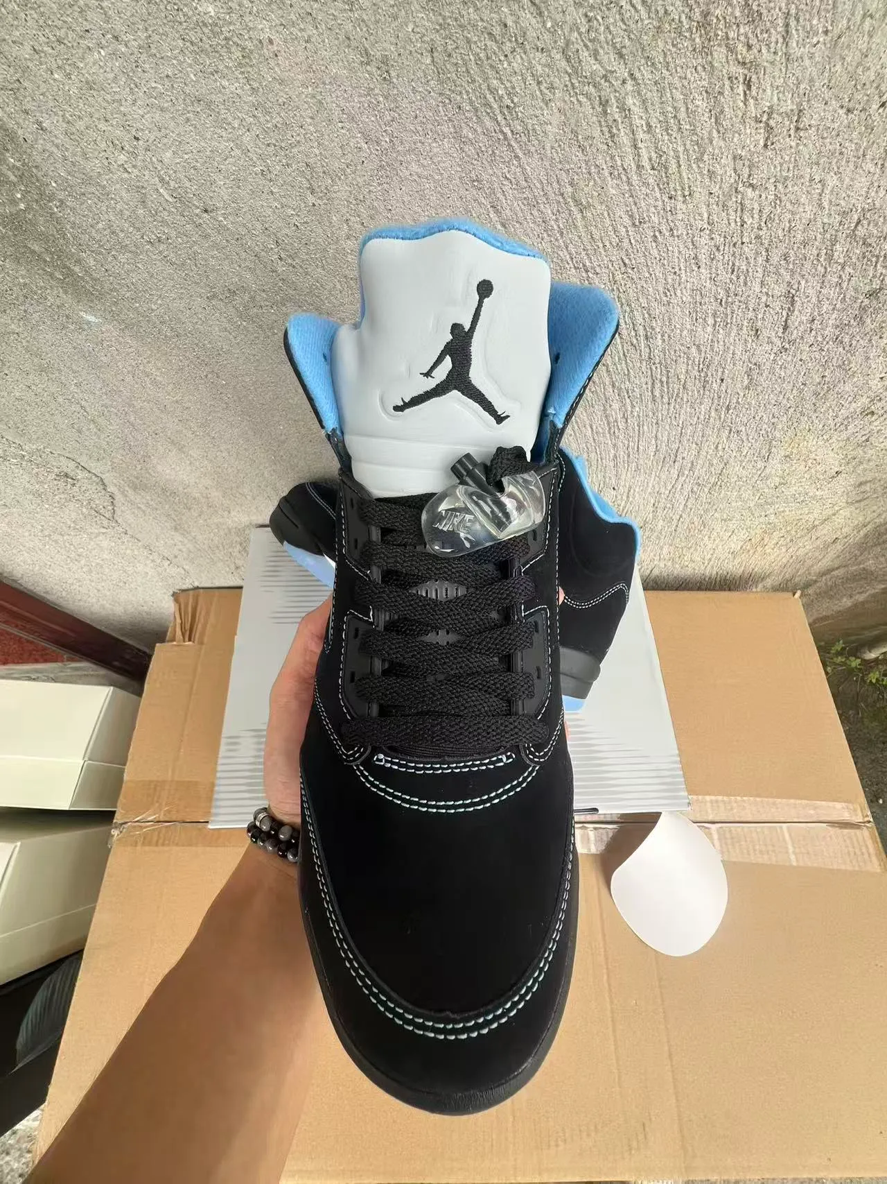 Zapatillas de baloncesto Air Jordan 5 negro azul claro blanco 3