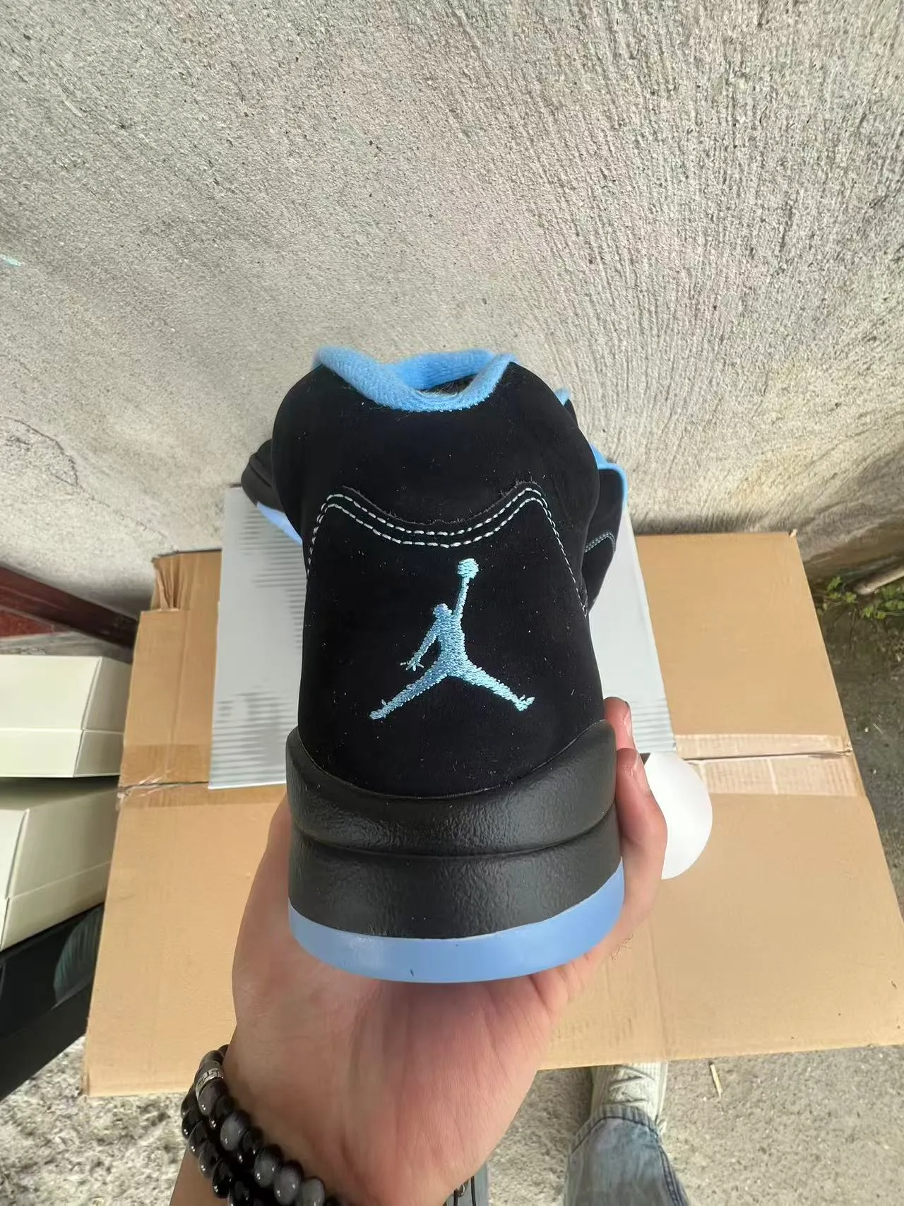 Zapatillas de baloncesto Air Jordan 5 negro azul claro blanco 8