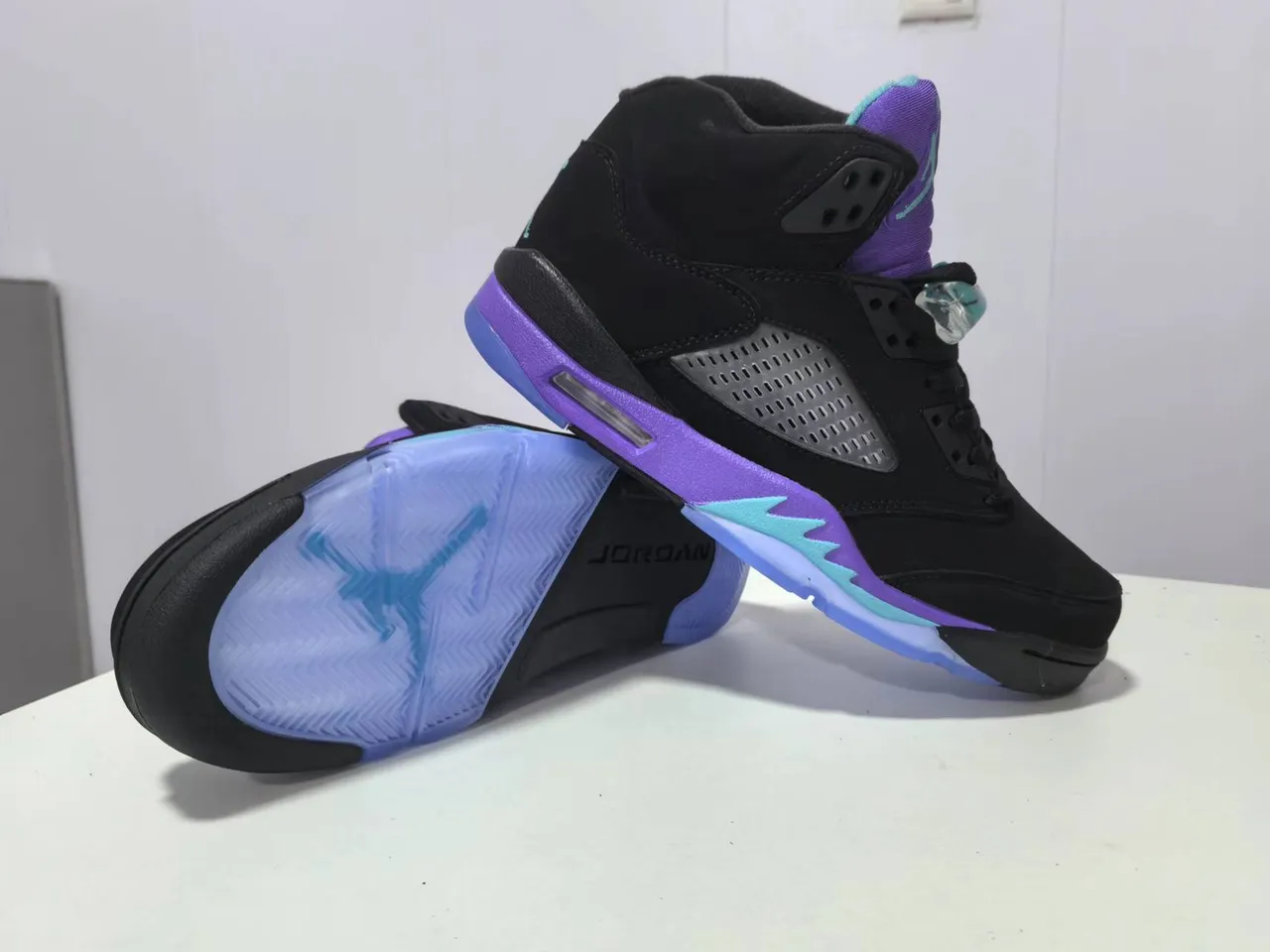 Air Jordan 5 Noir Violet Teal Chaussures de basket-ball 2