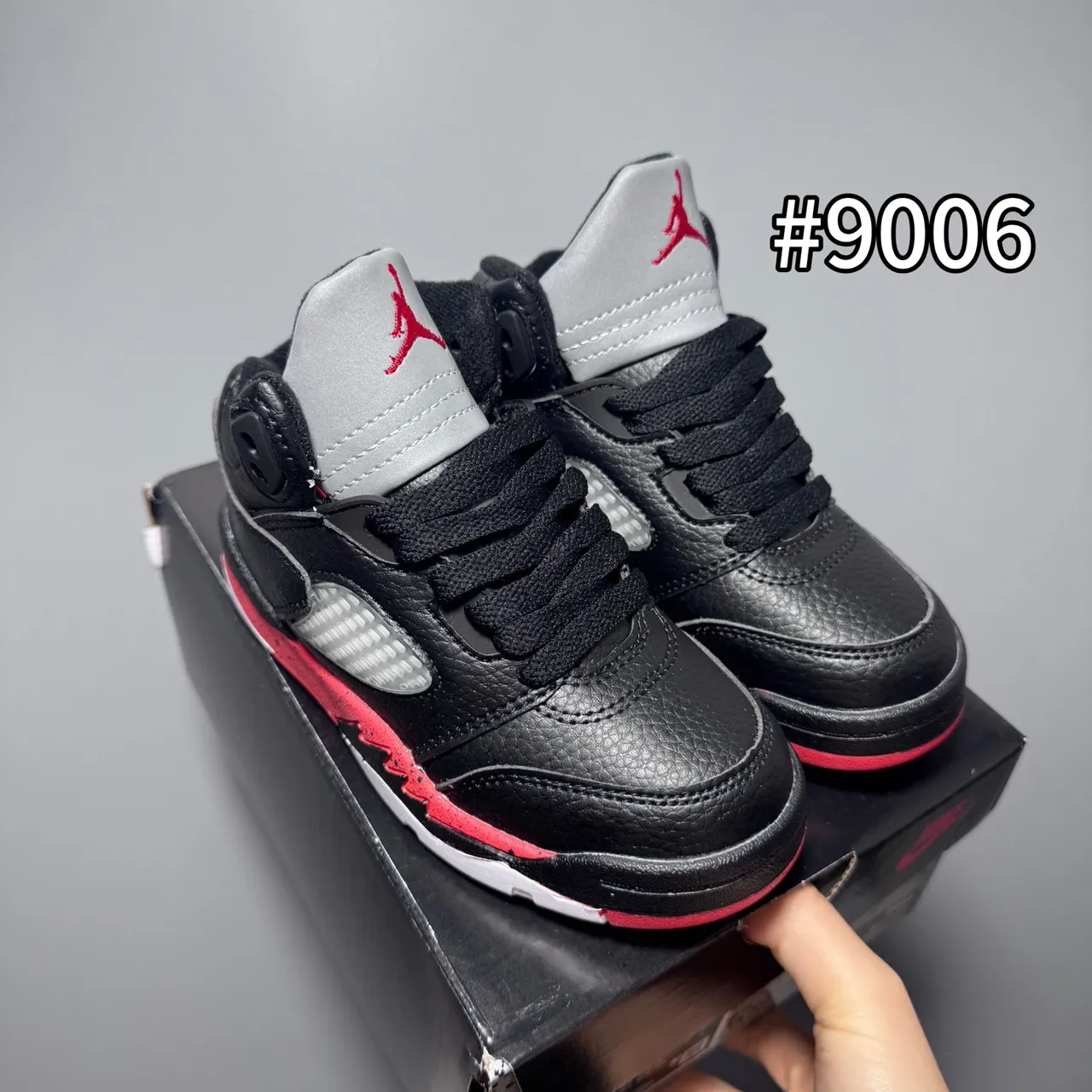 Air Jordan 5 काला सफेद लाल बच्चों के बास्केटबॉल जूते 4
