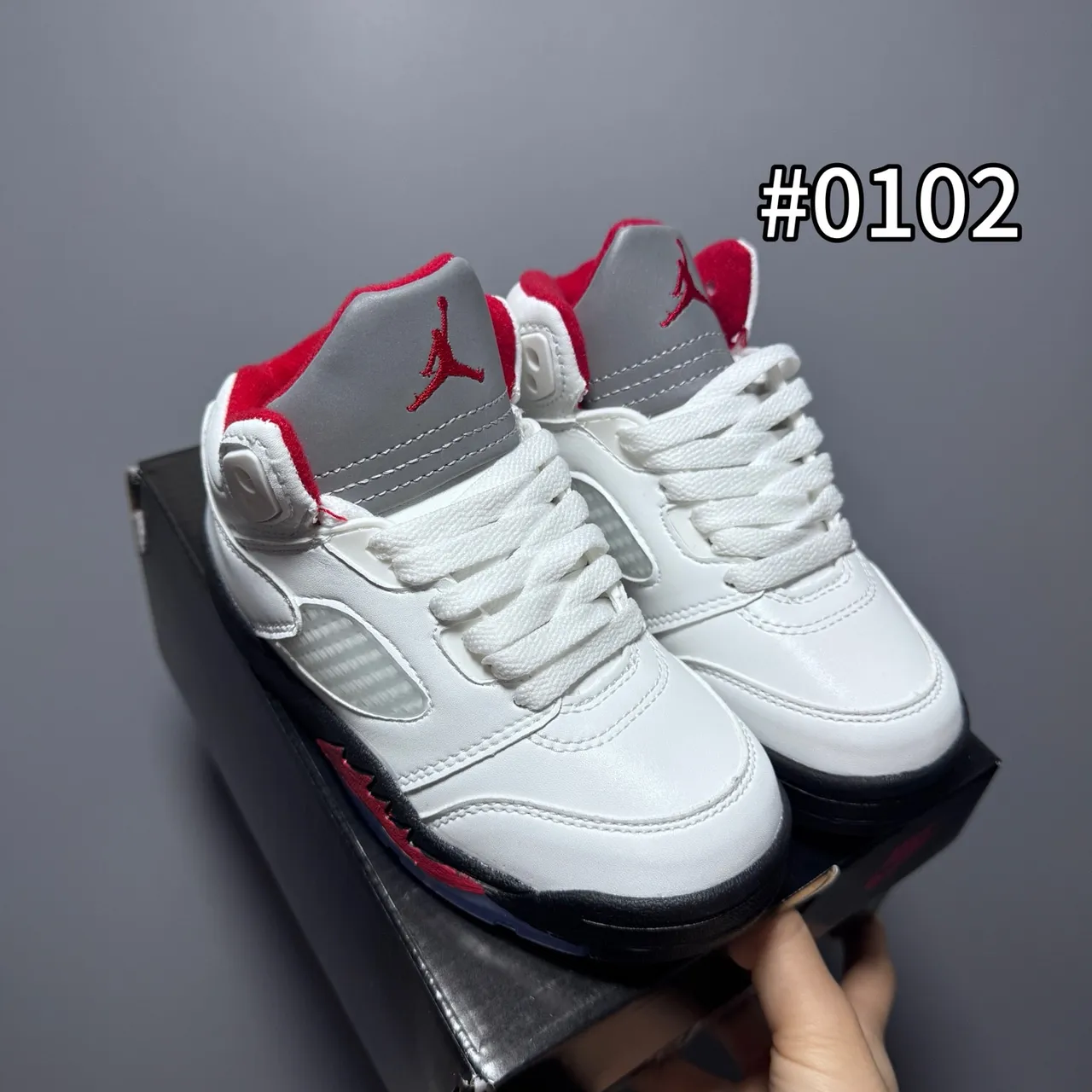 Air Jordan 5 काला सफेद लाल बच्चों के बास्केटबॉल जूते 6