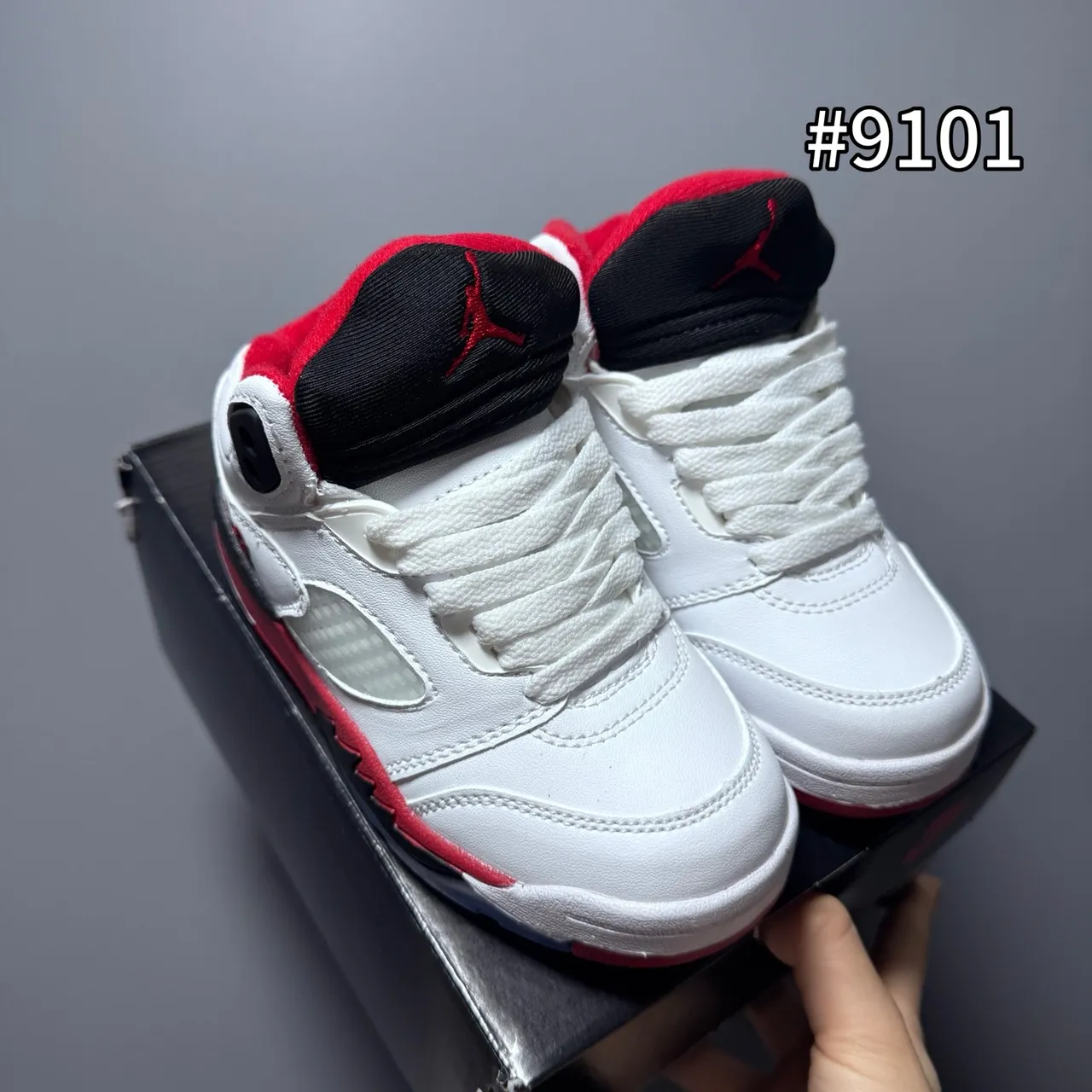 Air Jordan 5 काला सफेद लाल बच्चों के बास्केटबॉल जूते 7