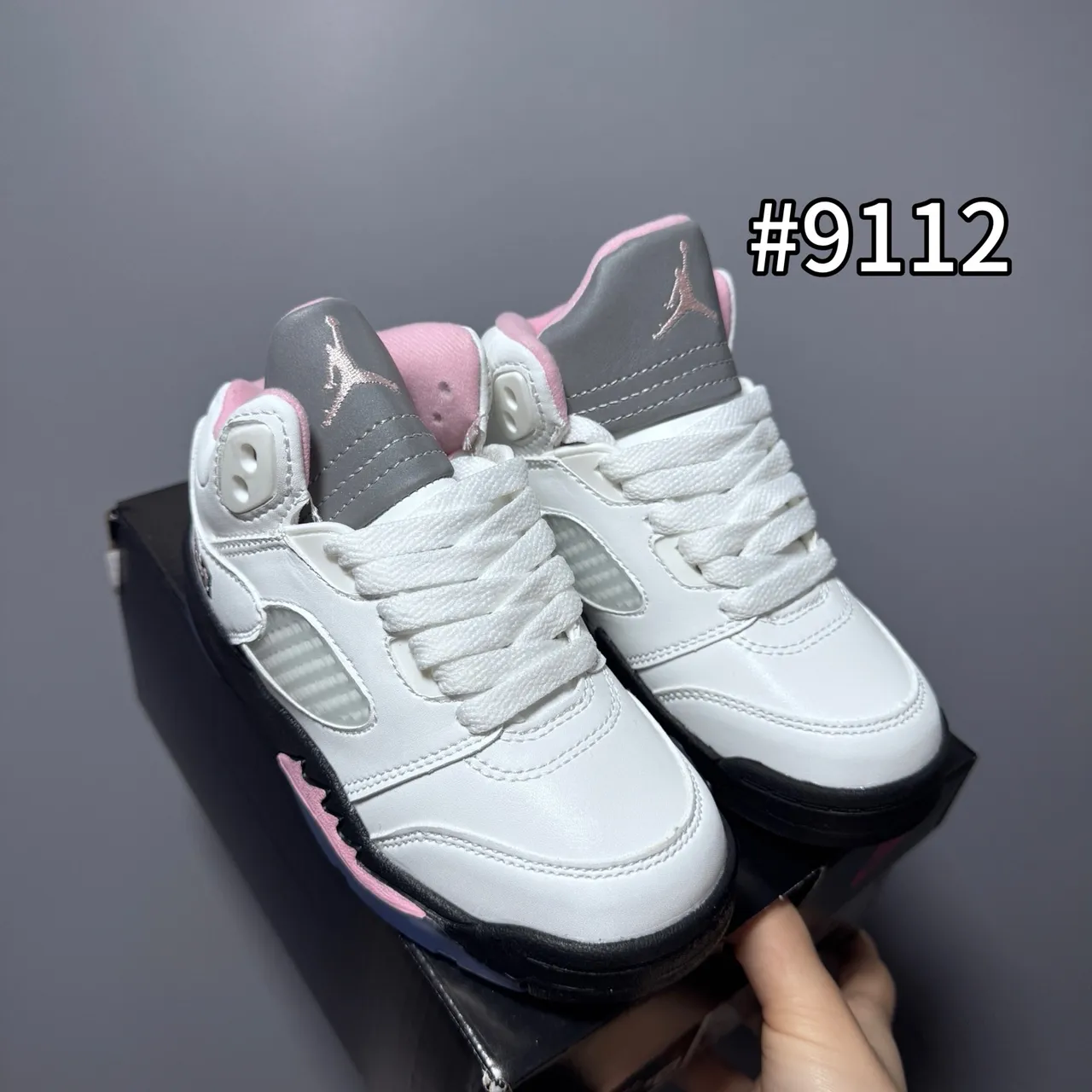 Air Jordan 5 काला सफेद लाल बच्चों के बास्केटबॉल जूते 9