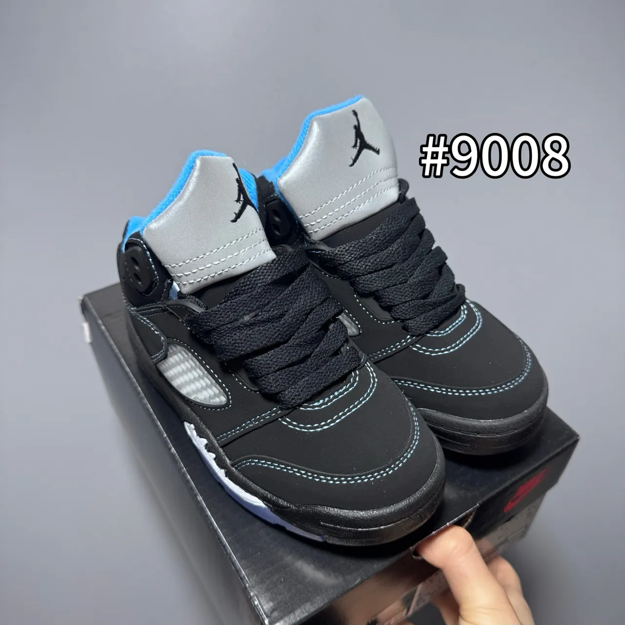 Air Jordan 5 काला सफेद लाल बच्चों के बास्केटबॉल जूते 10