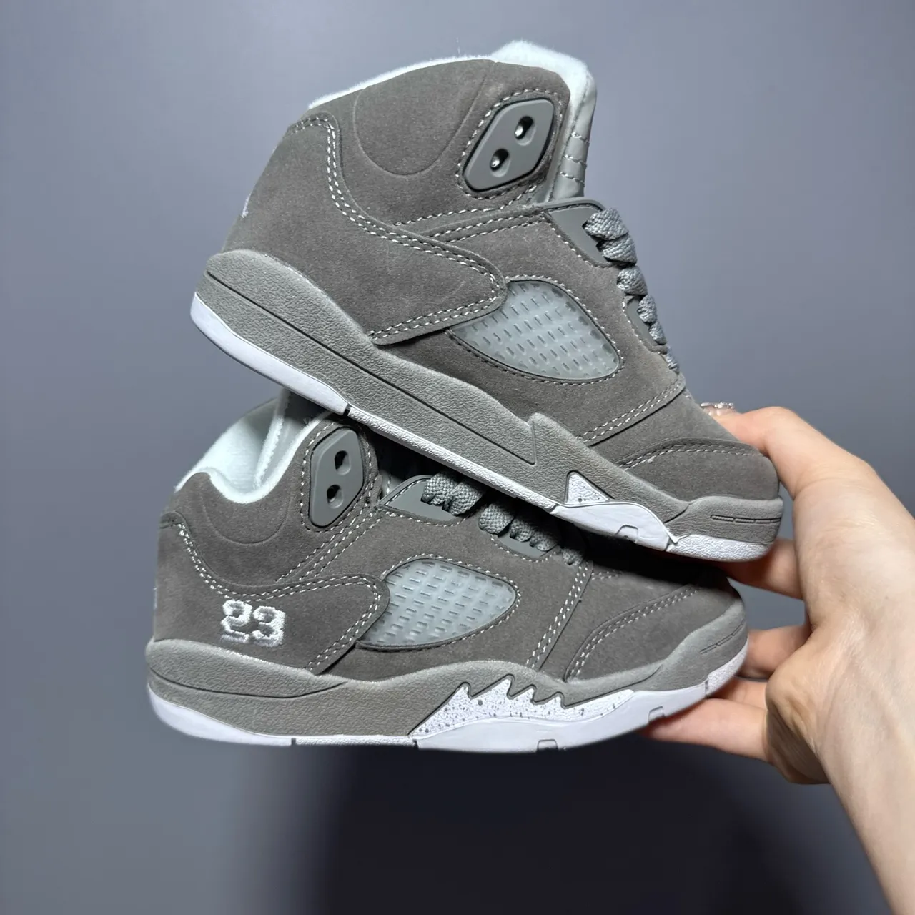 Air Jordan 5 काला सफेद लाल बच्चों के बास्केटबॉल जूते 14