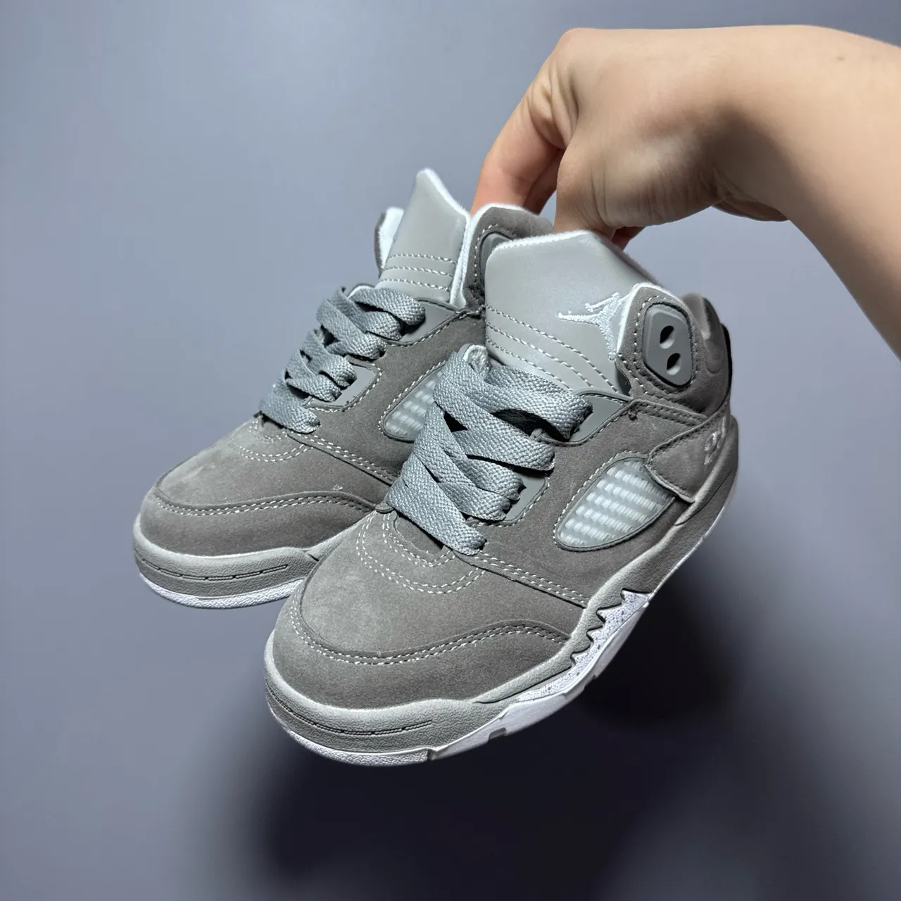 Air Jordan 5 काला सफेद लाल बच्चों के बास्केटबॉल जूते 15
