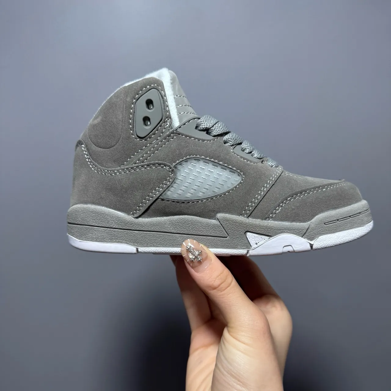 Air Jordan 5 काला सफेद लाल बच्चों के बास्केटबॉल जूते 16